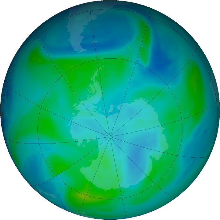 Antarctic ozone map for 14 February 2024